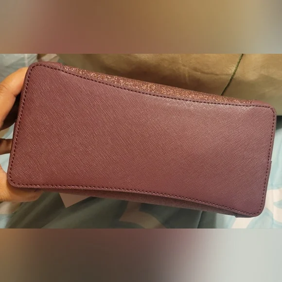 Kate Spade Glitter Burgundy Tote with Dual Handles and Crossbody Strap - Picture 6 of 8